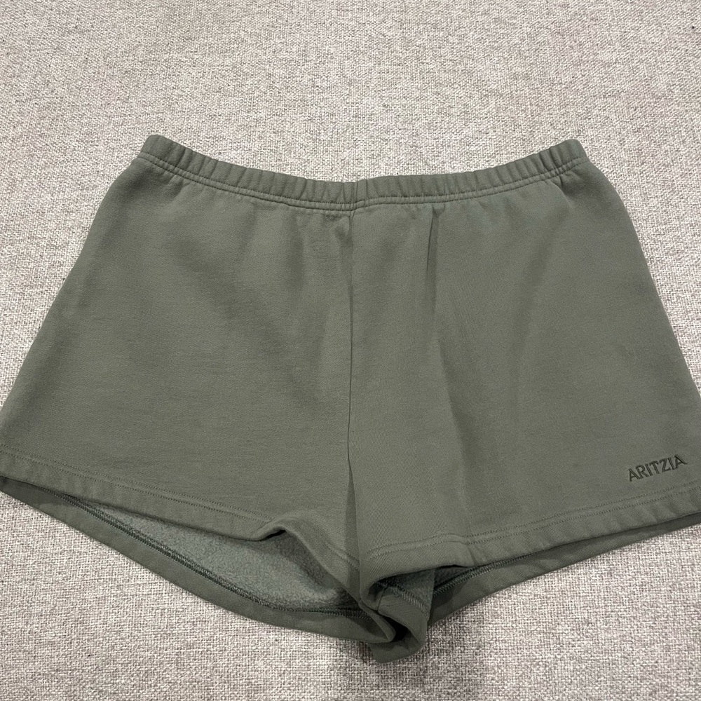 Aritzia Olive High-rise Sweatfleece Shorts